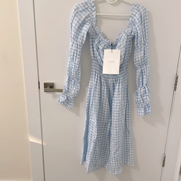 SLEEPER Atlanta Linen Dress  Blue Vichy - Picture 5 of 7